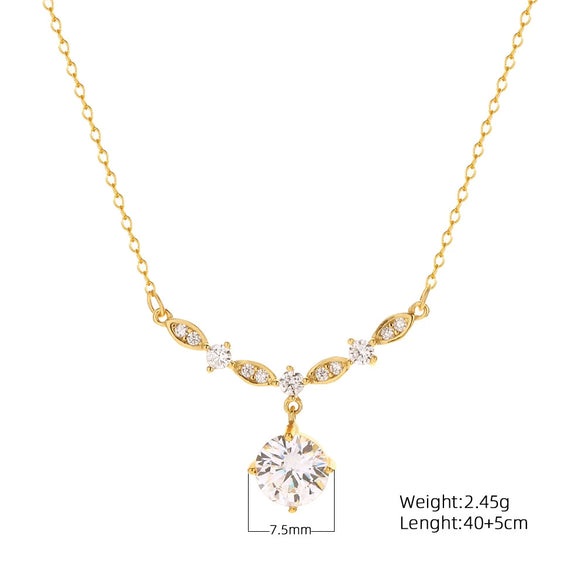 Wholesale Zircon Necklace 925 Silver Wave Styling Oshaped Chain Electroplated For Women