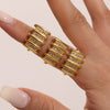 Wholesale Zircon Ring 316L Stainless Steel 18K Gold Geometric Microinlaid For Women Electroplating