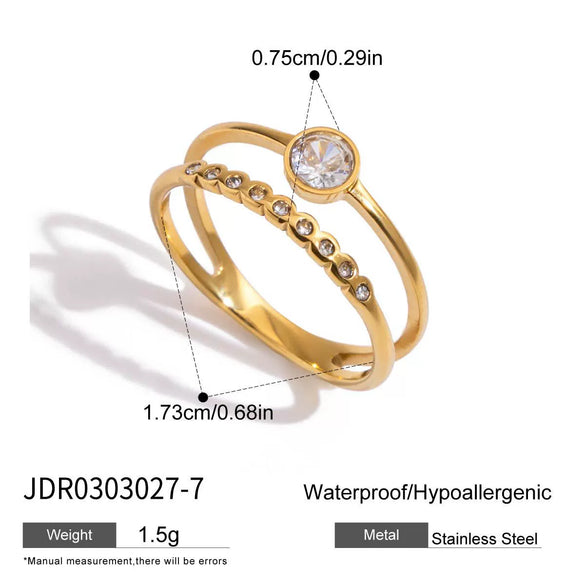 Wholesale Zircon Ring Titanium Steel Geometric Shape Electroplated Jewelry For Women