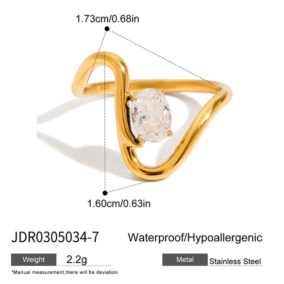 Wholesale Zircon Ring Titanium Steel Geometric Shape Electroplated Jewelry For Women
