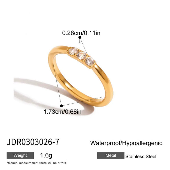 Wholesale Zircon Ring Titanium Steel Geometric Shape Electroplated Jewelry For Women