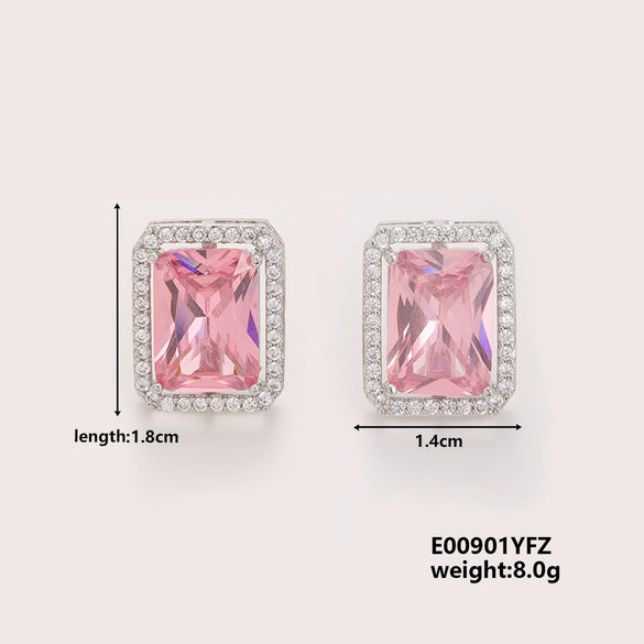Wholesale Zircon Square Earrings Fashion Diamond Design For Women