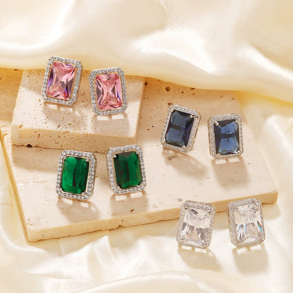 Wholesale Zircon Square Earrings Fashion Diamond Design For Women