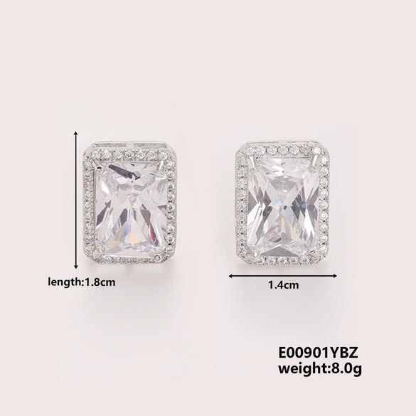 Wholesale Zircon Square Earrings Fashion Diamond Design For Women