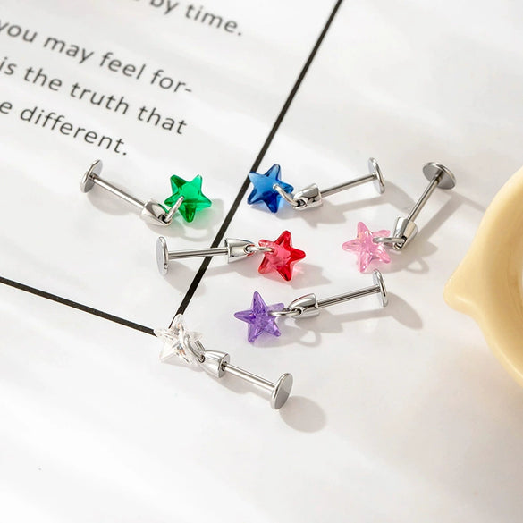 Wholesale Zircon Star Pendant Ear Bone Nail For Cartilage Piercing