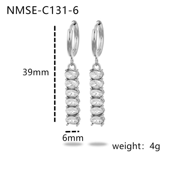 Wholesale Zircon Tassel Earrings Stainless Steel Geometric Electroplated Fashionable Highend Women's