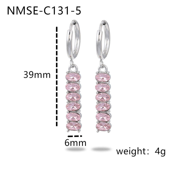 Wholesale Zircon Tassel Earrings Stainless Steel Geometric Electroplated Fashionable Highend Women's