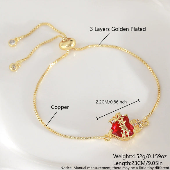 Wholesale Zircon Zirconia Retro Classic Goldplated Heartshaped Cross Bracelet For Women And Men