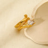 Wholesale Zirconia Snakeshaped Geometric Stainless Steel 18K Gold Plated Ring For Women