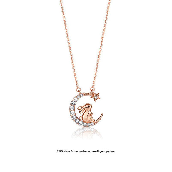 Wholesale Zodiac Dragon Pendant Necklace In Sterling Silver With Rose Gold Electroplated Cross Clavicle Chain And Star Moon Design