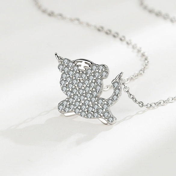 Wholesale Zodiac Necklace Women's Sterling Silver Rose Gold Plated Tiger Pendant Clavicle Chain