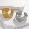 Wide Adjustable Open Titanium Steel Bracelet With Irregular Pattern 18K Gold Plated