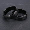 Wide Black Matte Textured Tungsten Steel Ring Geometric Casual Unisex Couple Band With Precision Crafted Finish