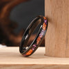 Wide Black Tungsten Steel Rings With Crushed Gold Foil And Amethyst Inlay Electroplated Minimalist Geometric Unisex Jewelry