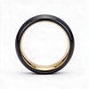 Wide Curved Twotone Tungsten Steel Ring With Black And Gold Electroplated Brushed Finish Geometric Unisex Jewelry