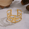 Wide Exaggerated Flower Cut Out Electroplated Stainless Steel Bracelet Jewelry Accessories