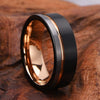 Wide Flat Tungsten Steel Ring With Electroplated Two Tone Black And Rose Gold Finish Minimalist Geometric Unisex Jewelry