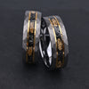 Wide Flat Tungsten Steel Ring With Hammered Geometric Pattern And Gold Tone Electroplated Finish For Unisex Minimalist Style