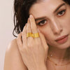 Wide Glazed Open Ring Cold Style Simple Stainless Steel Pvd Plated 18K True Gold Geometric Women's Food Finger Ring