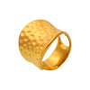 Wide Hammer Pattern Geometric Fashion Ring In Stainless Steel With 18K Real Gold Plated