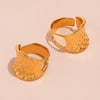 Wide Hammer Pattern Geometric Fashion Ring In Stainless Steel With 18K Real Gold Plated