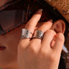 Wide Hammer Pattern Geometric Fashion Ring In Stainless Steel With 18K Real Gold Plated