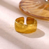 Wide Hollow Gold Plated Titanium Steel Open Ring With Irregular Ushaped Cross And Line Design Unisex Geometric Jewelry