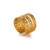 Wide Hollow Gold Plated Titanium Steel Open Ring With Irregular Ushaped Cross And Line Design Unisex Geometric Jewelry