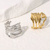 Wide Irregular Titanium Steel Ring For Women With Geometric Design Electroplated