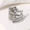 Wide Irregular Titanium Steel Ring For Women With Geometric Design Electroplated
