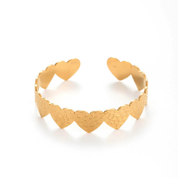 Wide Open Adjustable Titanium Steel Bracelet With Electroplating Treatment And Plants And Flowers Style