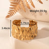 Wide Open Adjustable Titanium Steel Bracelet With Electroplating Treatment And Plants And Flowers Style