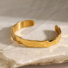 Wide Open Wave Hammer Stainless Steel Bracelet With 18K Gold Electroplating And Geometric Style
