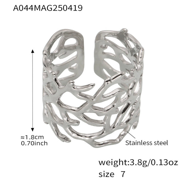 Wide Opening Love Ring In Stainless Steel With Geometric Pattern Electroplated Fashion Jewelry For Women