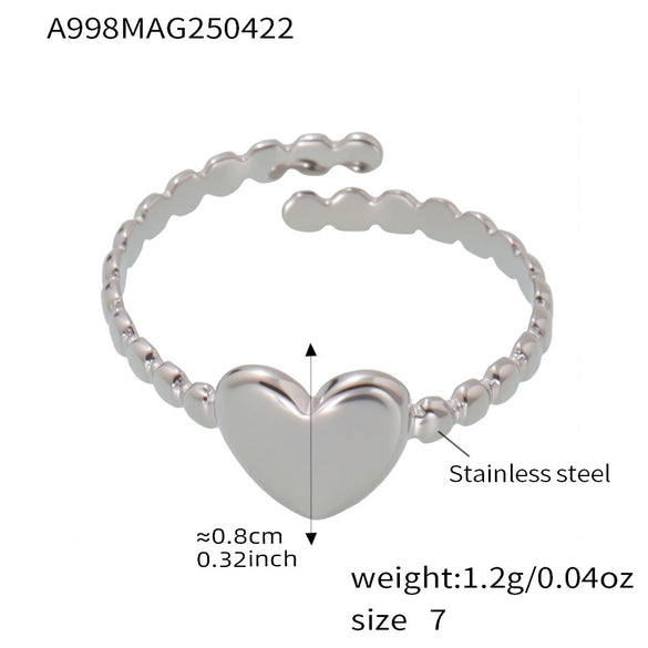 Wide Opening Love Ring In Stainless Steel With Geometric Pattern Electroplated Fashion Jewelry For Women