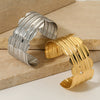Wide Texture Open Bracelet Stainless Steel Exaggerated Fashion Geometric Electroplated Jewelry