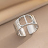 Wide Titanium Steel C Shaped Adjustable Opening Ring With Letter Design And Electroplating Treatment Light Luxury And Simple Fashion For Women