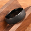 Wide Tungsten Steel Curved Black Sandblasted Geometric Ring With Electroplated Finish For Men And Women