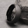 Wide Tungsten Steel Curved Black Sandblasted Geometric Ring With Electroplated Finish For Men And Women
