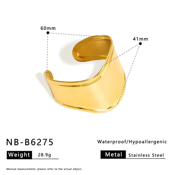 Wide Version Highend Exaggerated Open Bracelet Stainless Steel 18K Vacuum Plated In Furnace Hand Jewelry
