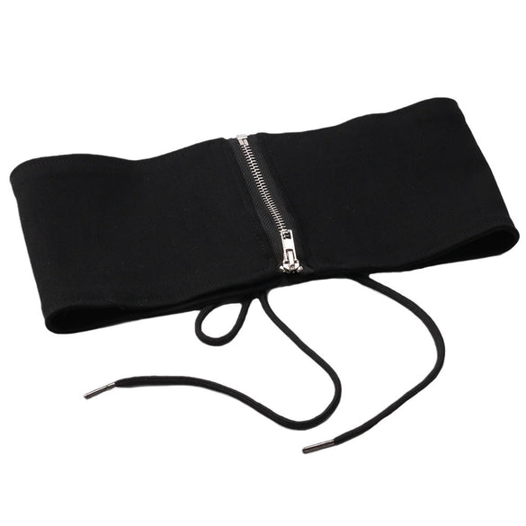 Wide Woven Fabric Waist Belt For Women With Knotted Bow Detail And Zipper Closure Skirt Accessory