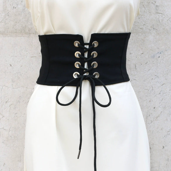 Wide Woven Fabric Waist Belt For Women With Knotted Bow Detail And Zipper Closure Skirt Accessory