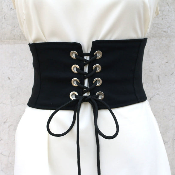 Wide Woven Fabric Waist Belt For Women With Knotted Bow Detail And Zipper Closure Skirt Accessory