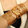 Widebrimmed Electroplated 316L Stainless Steel Bracelet Minimalist Geometric Style Women's