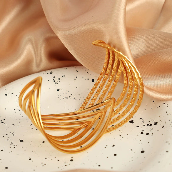 Widebrimmed Electroplated 316L Stainless Steel Bracelet Minimalist Geometric Style Women's