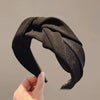 Widebrimmed Fabric Handmade Nonslip Women's Knot Headband Solid Color Retro Fashion