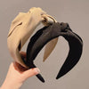 Widebrimmed Fabric Handmade Nonslip Women's Knot Headband Solid Color Retro Fashion