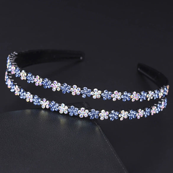 Widebrimmed Hairband Hair Accessories For Women Rhinestone Plum Blossom Painted