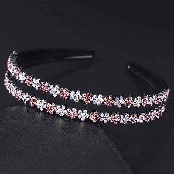 Widebrimmed Hairband Hair Accessories For Women Rhinestone Plum Blossom Painted