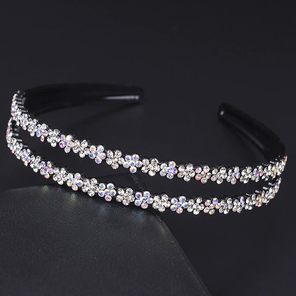 Widebrimmed Hairband Hair Accessories For Women Rhinestone Plum Blossom Painted